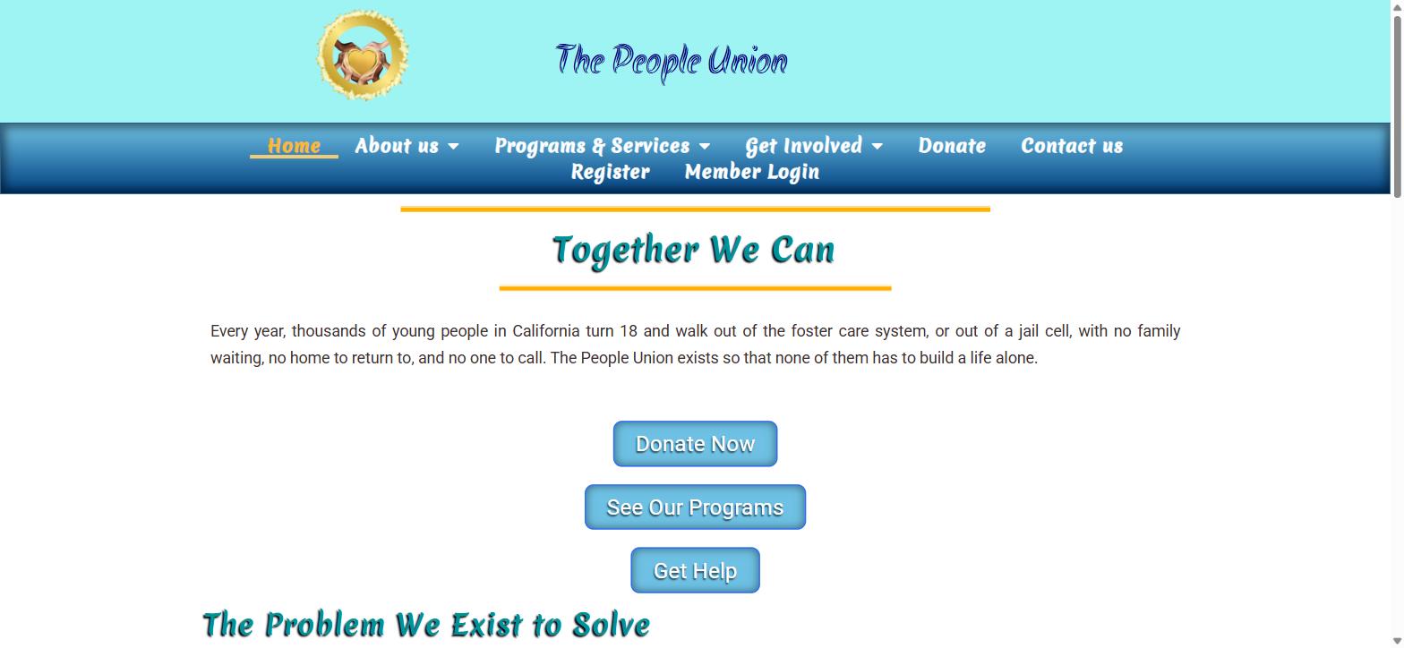 The People Union homepage built by Starbeam Hosting